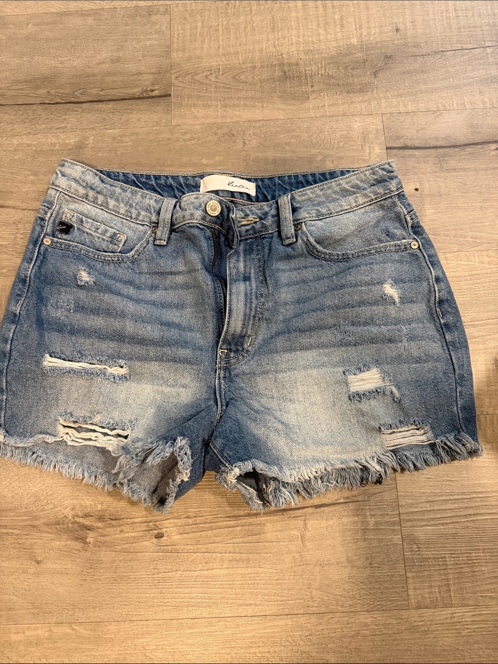 KanCan Light Blue Distressed Frayed Hem Jean Shorts